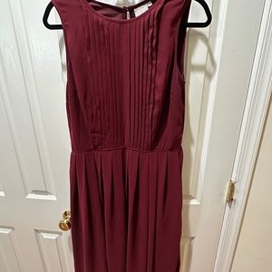 Eshakti Size 12 Maroon Pleated Sleeveless Dress